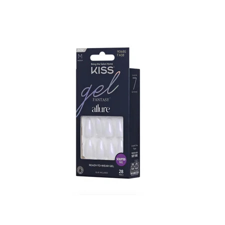 KISS Gel Fantasy Allure Press-On Nails Medium Almond Fake Nails Influential Vegan Cruelty Free 28 Nails | Walmart (US)
