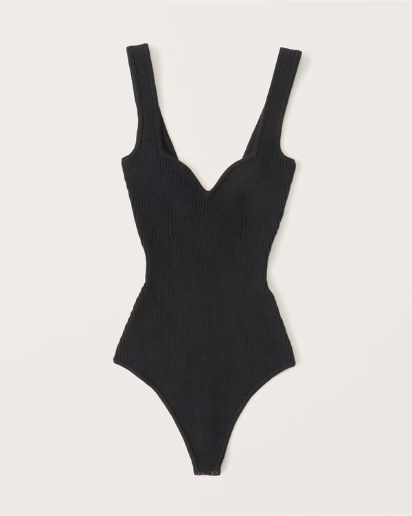 Women's Elevated Ribbed Knit Sweetheart Bodysuit | Women's Tops | Abercrombie.com | Abercrombie & Fitch (US)