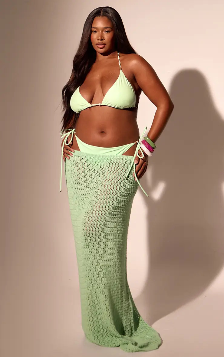 Lime Crochet Beach Maxi Skirt | PrettyLittleThing USA | PrettyLittleThing US