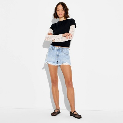 Women's Mid-Rise Denim Cut-Off Shorts - Wild Fable™ Light Wash 0 | Target