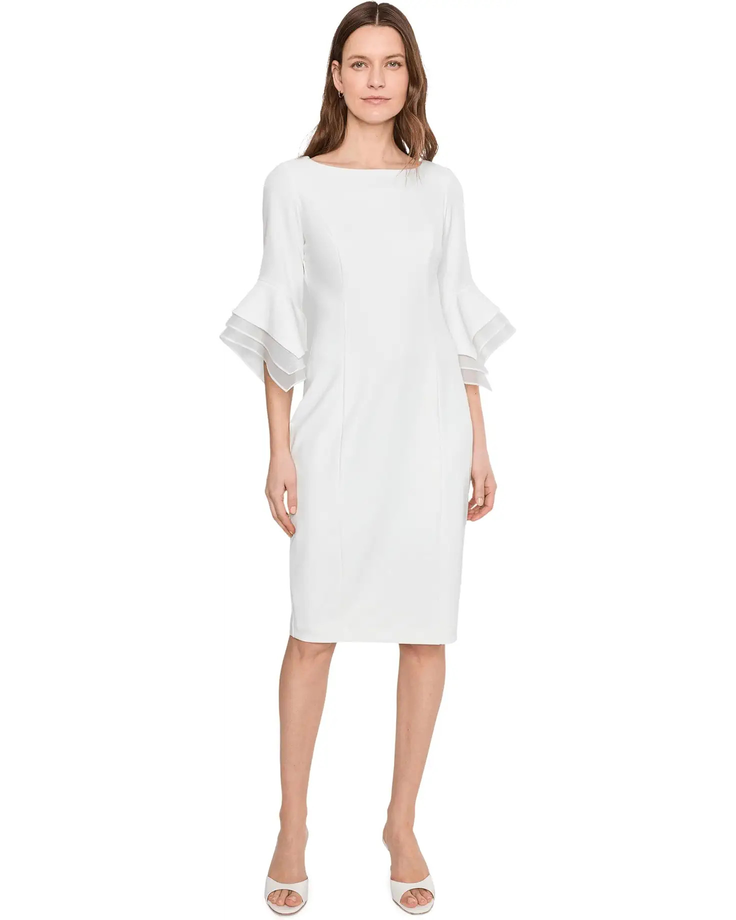 Women's Adrianna Papell Knit Crepe Tiered Sleeve Dress | Zappos.com