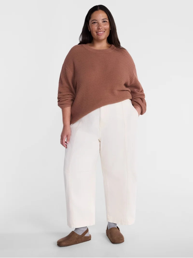 Terra & Sky Women's Plus High Waisted Barrel Pants, Sizes 0X - 5XTS HIGH WAISTED BARRTS HIGH WAIS... | Walmart (US)