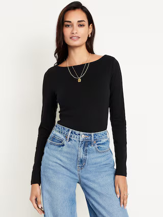 Snug Long-Sleeve Boat-Neck T-Shirt | Old Navy (US)