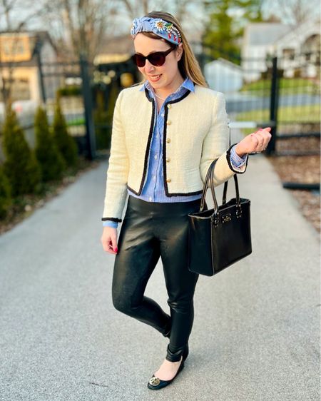 From work to date night, you can’t go wrong with a pair of faux leather leggings! Pair it with a tweed lady jacket and a button down for a classic preppy outfit 

#LTKstyletip #LTKunder100 #LTKSeasonal
