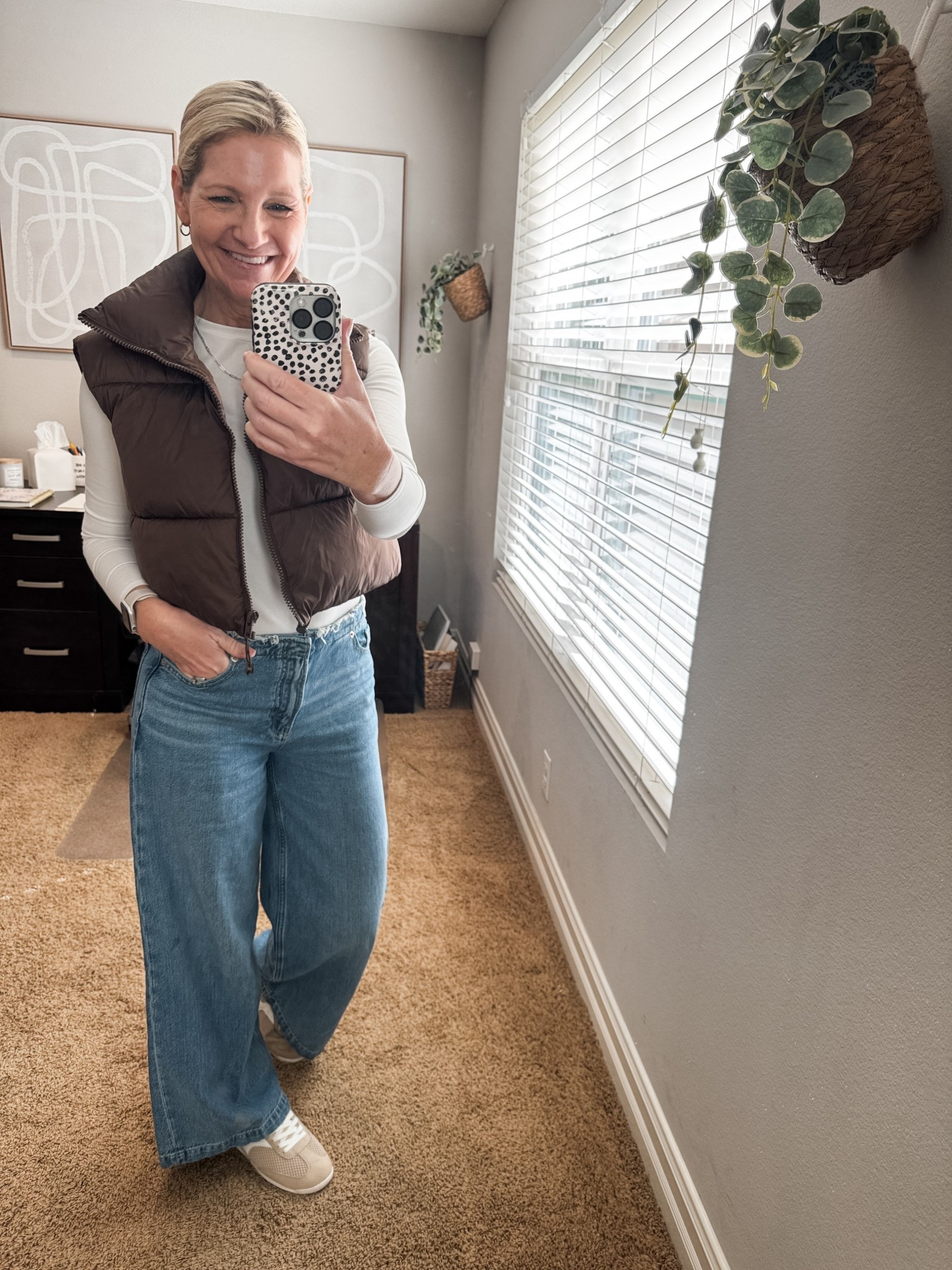 Saturday’s casual outfit for bagels and coffee with my hubs and an afternoon Target run. My puffer vest is an Amazon find that is still available. 

My white long sleeve tee is Abercrombie and my jeans are Gap. My neutral sneakers are Target. 

#LTKOver40 #LTKmomlife #LTKootd