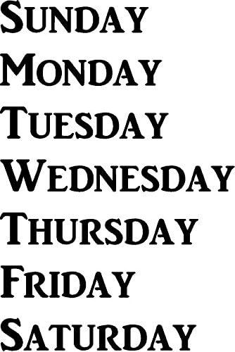 "Days of The Week ~ Sun, Mon, Tues.Vinyl Decal EACH WORD IS 1" tall (top to bottom) by Sainz R' U... | Amazon (US)