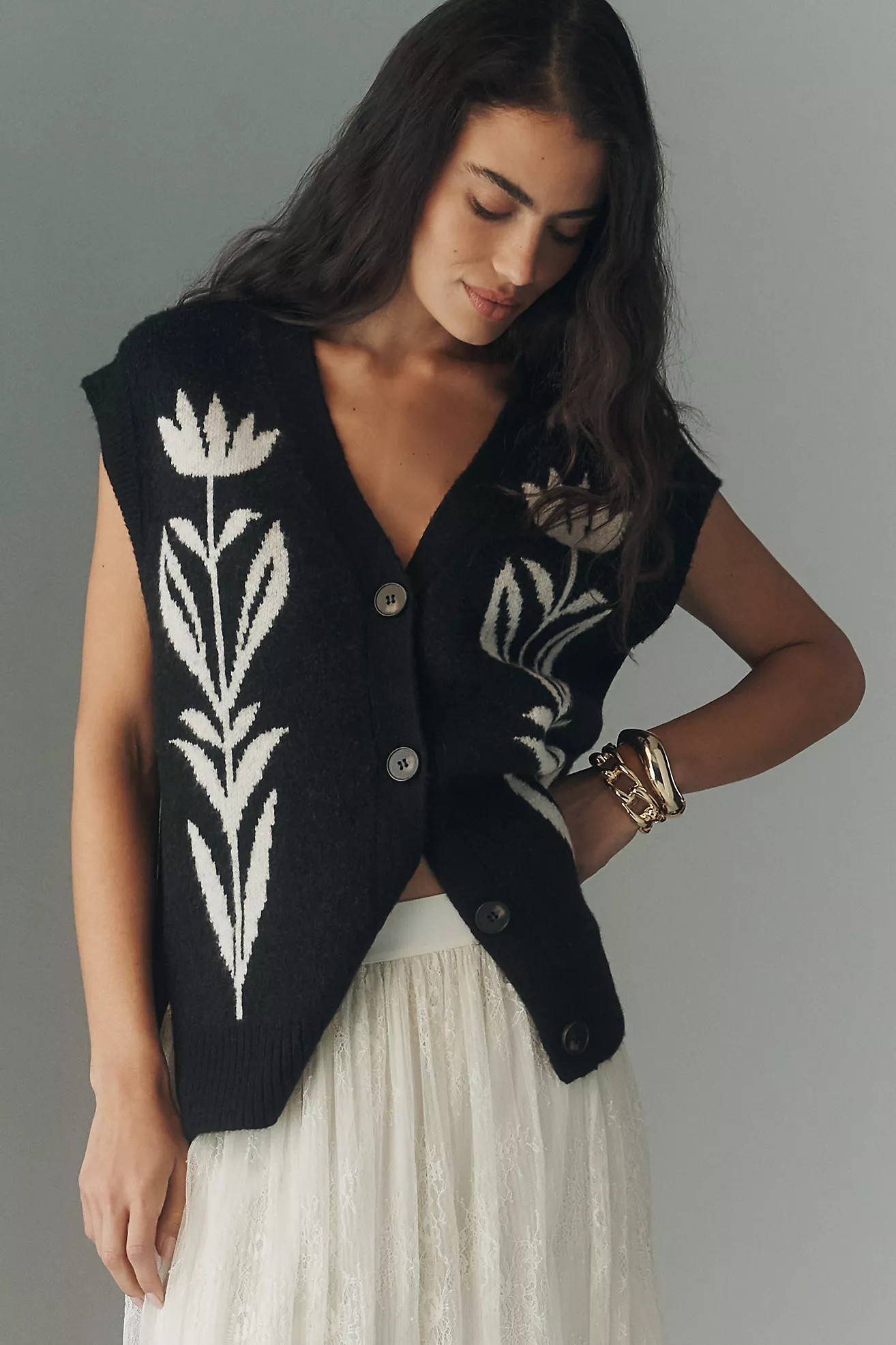 By Anthropologie Button-Front Sweater Vest | Anthropologie (US)