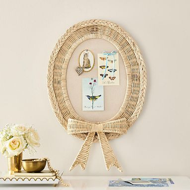 LoveShackFancy Rattan Bow Pinboard (18"x28") | Pottery Barn Teen