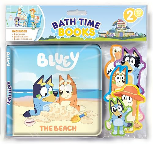 Bluey The Beach Bath Time Books - Activity Books for kids, Bath book, 6 Padded suction cups, 1 Mesh bag | Amazon (US)