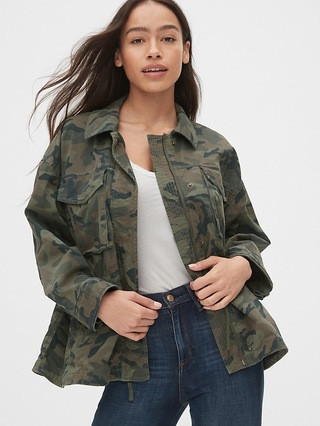 Oversized Camo Print Utility Jacket | Gap (US)