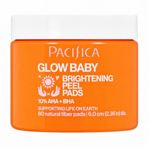 Pacifica Glow Baby Brightening Peel Pads 10% AHA + BHA Exfoliating Face Pads for Glowing Skin Resurfacing Glycolic Acid & Salicylic Acid Pad to Smooth Texture & Minimize Pores Fragrance Free 60 Count | Amazon (US)