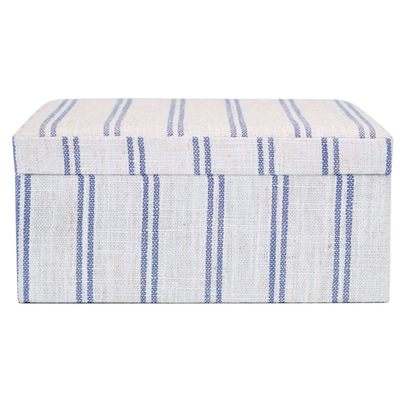 Ivory & Blue Striped Decorative Box, 6x5 | At Home