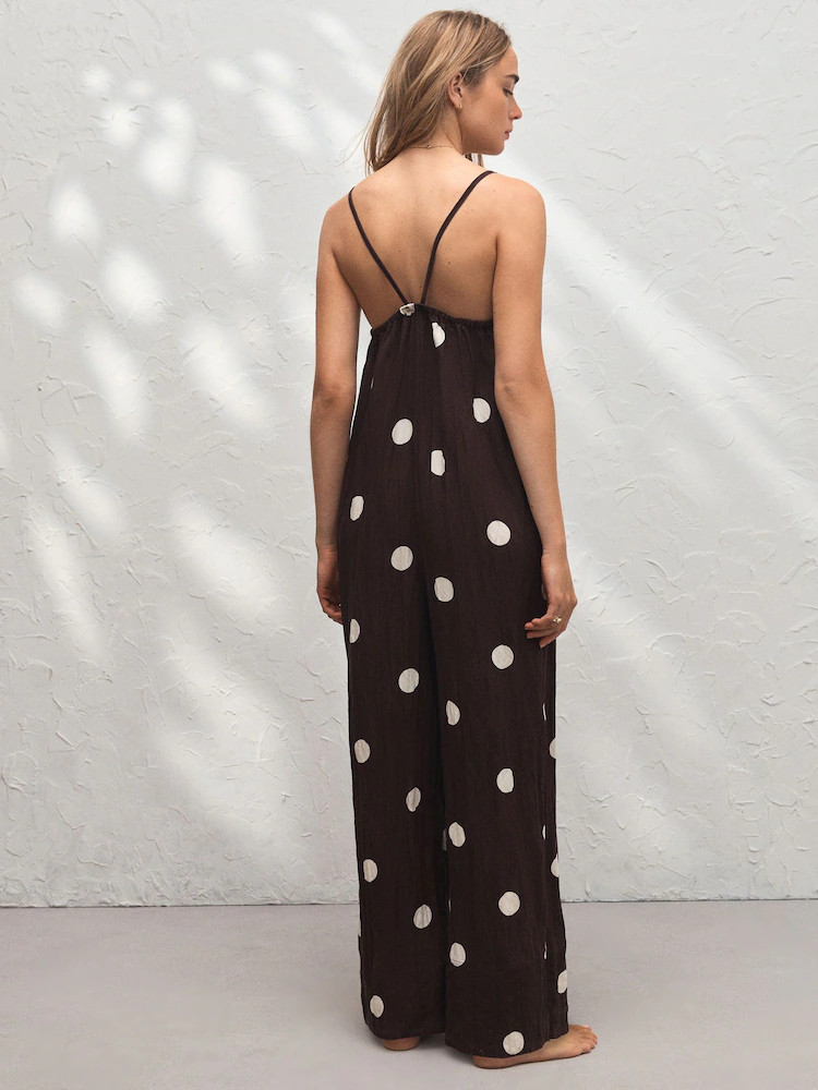 Buy Chocolate Brown Polka Dot Cami Jumpsuit from Next Ireland | Next EU