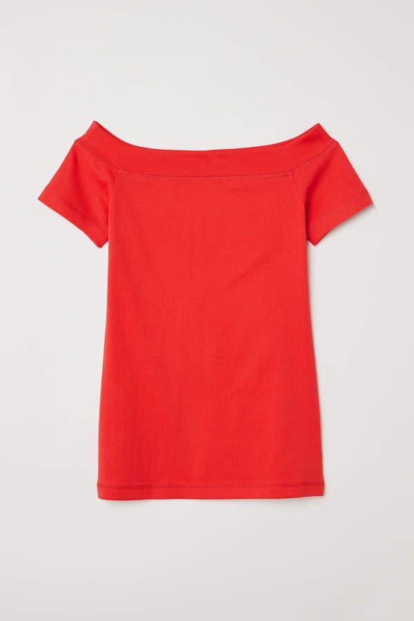 H & M - Off-the-shoulder Top - Red - Women | H&M (US + CA)