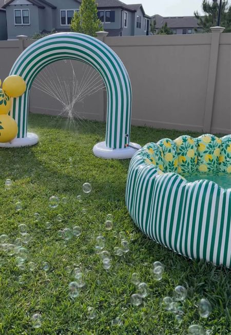 Summer finds: inflatable sprinkler arch and pool! For the arch, you can fill the base with water for extra weight! 

 

#LTKHome #LTKFamily #LTKKids