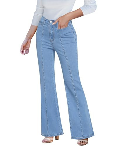luvamia High Waisted Flare Jeans for Women Trendy Flared Bell Bottom Wide Leg Jeans Roadknight Blue Women Jeans High Waisted Jeans Womens Wide Leg Pants Women Jeans Size Small Fits Size 4 Size 6 | Amazon (US)