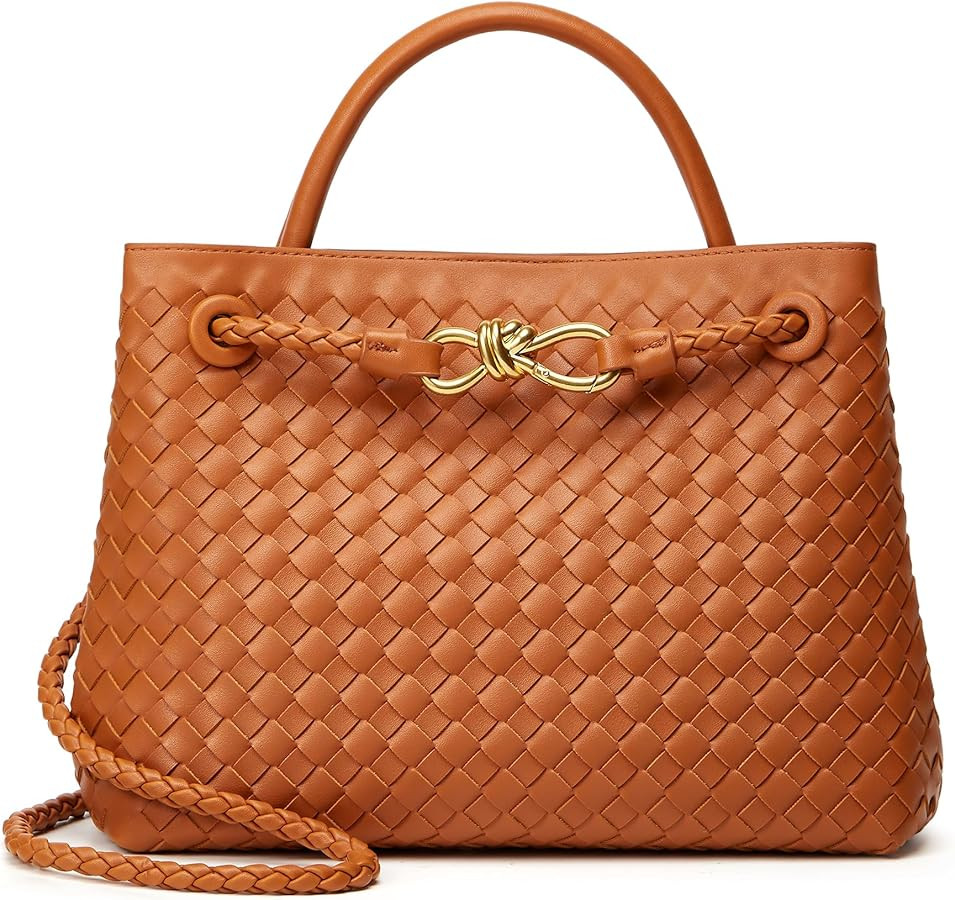 Woven Bag for Women Crossbody Handbag: Vegan Leather Small Tote Purse - Trendy Shoulder Handbags ... | Amazon (US)