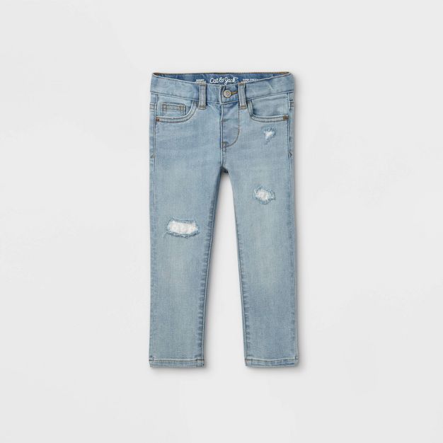 Toddler Girls' Mid-Rise Lace Repair Skinny Jeans - Cat & Jack™ Light Blue | Target
