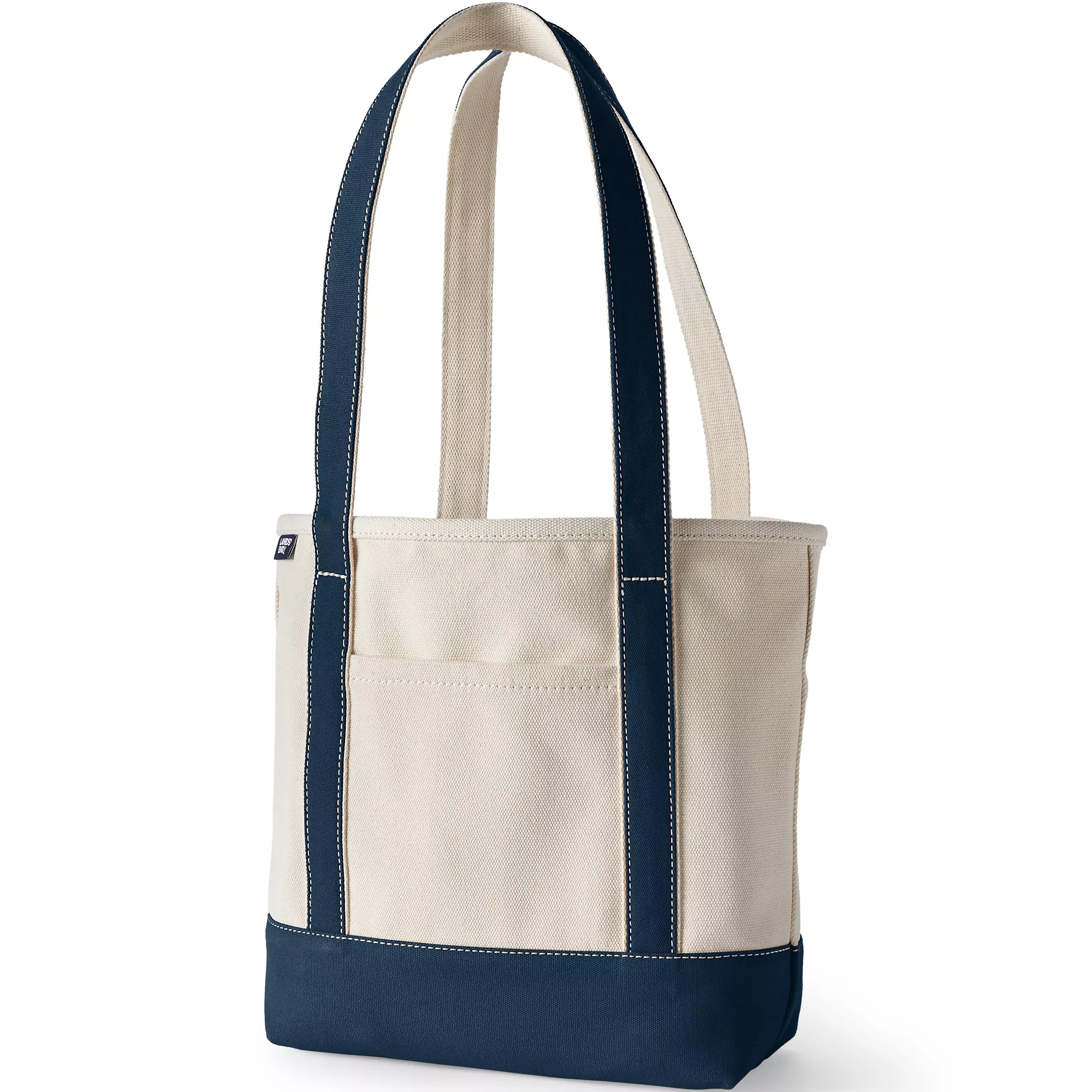 Medium 5 Pocket Open Top Long Handle Canvas Tote Bag | Lands' End (US)