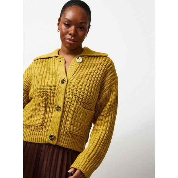 Cream Chunky Gold Button Cardigan M | Tu Clothing