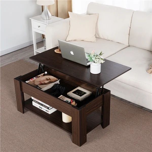 Modern 38.6" Wood Lift Top Coffee Table with Lower Shelf, Espresso | Walmart (US)