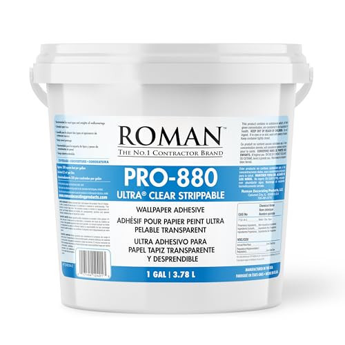 Roman PRO-880 Wallpaper Adhesive & Paste for Any Wallcovering - Ultra Clear Strippable, 1 Gallon(330 sq. ft) | Amazon (US)