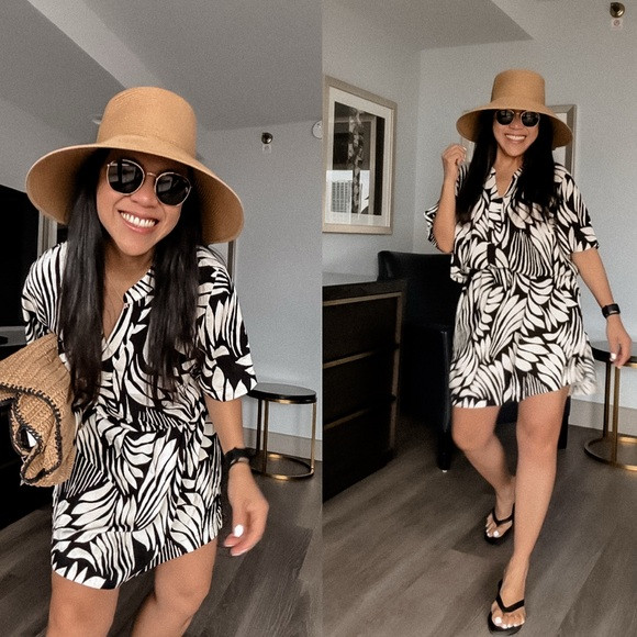 Black/White Patterned Tunic Dress (S, M, L, XL) | Poshmark