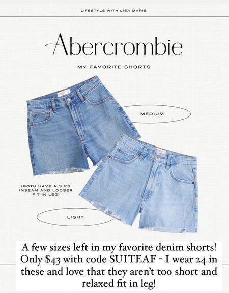 Abercrombie curve love 90s cutoff shorts in 24. Linking regular version, too. The best denim shorts!! Vacation outfit. Summer outfit. Spring outfit. Travel outfit. Casual outfit.

*Curve love gives you an extra 2 inches in hips and thighs and is perfect for hourglass or pear shapes. Stick with regular if you are more straight/narrow. Linking regular below, too. 

#LTKFindsUnder50 #LTKTravel #LTKSaleAlert