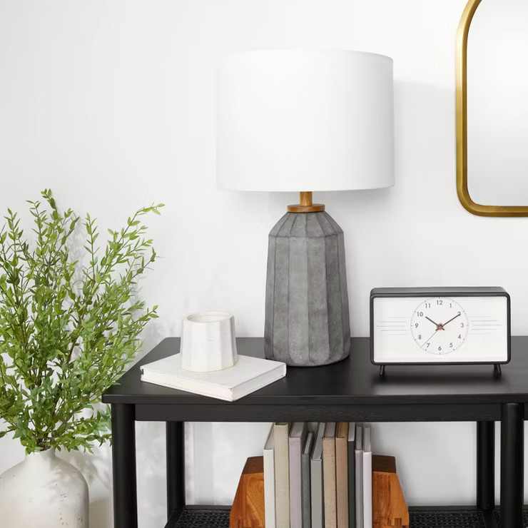Mid-Century Footed Tabletop Clock Black/Cream - Hearth & Hand™ with Magnolia | Target
