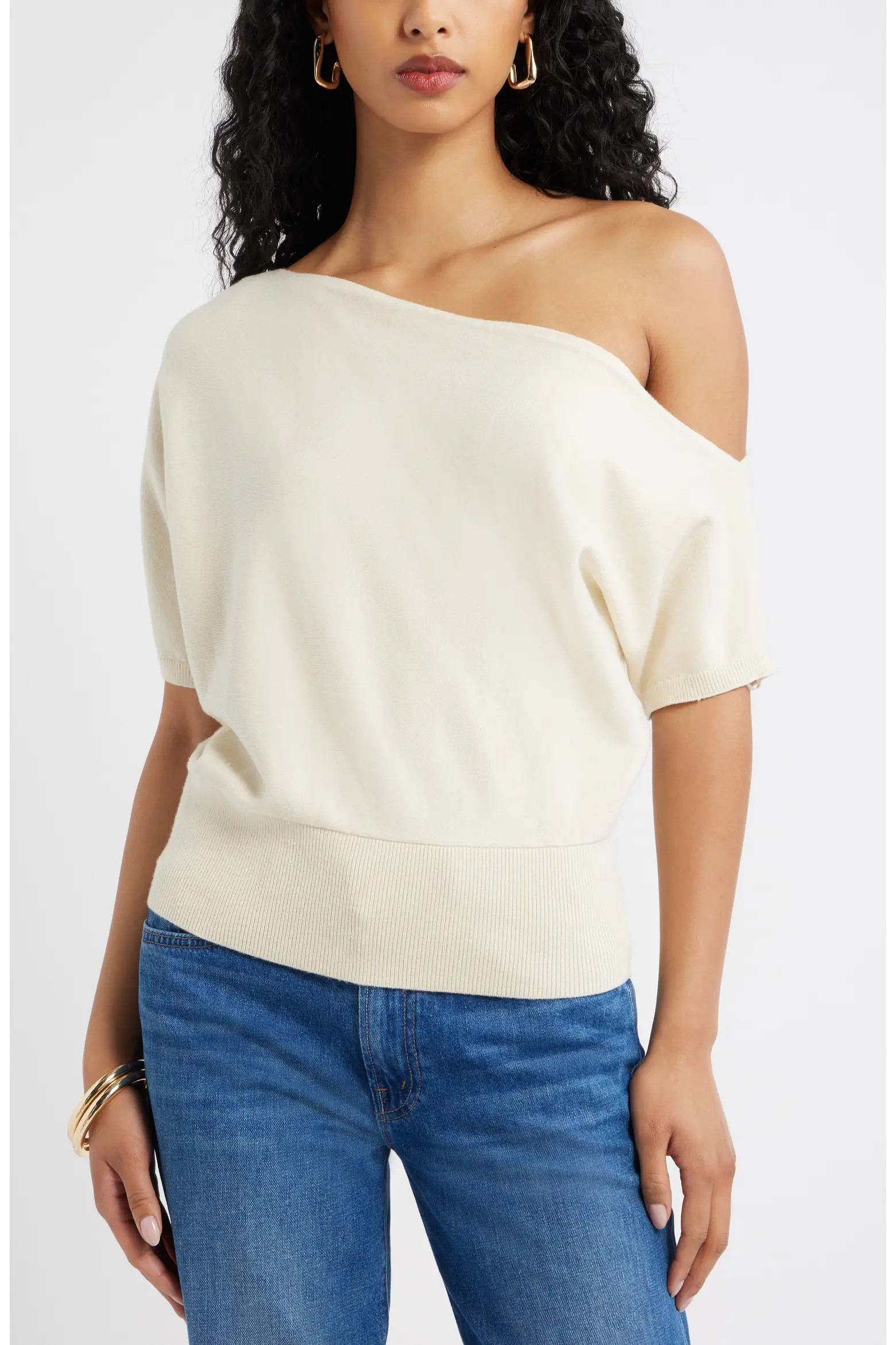 One-Shoulder Short Sleeve Sweater (Women) | Nordstrom | Nordstrom