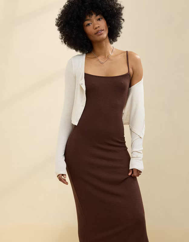 Aerie Real Soft Stretch Bodycon Maxi Dress | American Eagle Outfitters (US & CA)