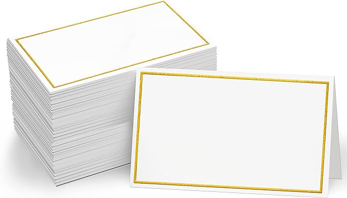110 PCS Tent Cards, Small Place Cards with Gold Foil Border Delicate Seating Cards Blank Name Car... | Amazon (US)