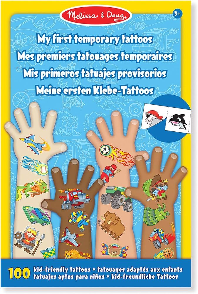 Melissa & Doug My First Temporary Tattoos: Adventure, Creatures, Sports, and More - 100+ Kid-Frie... | Amazon (US)