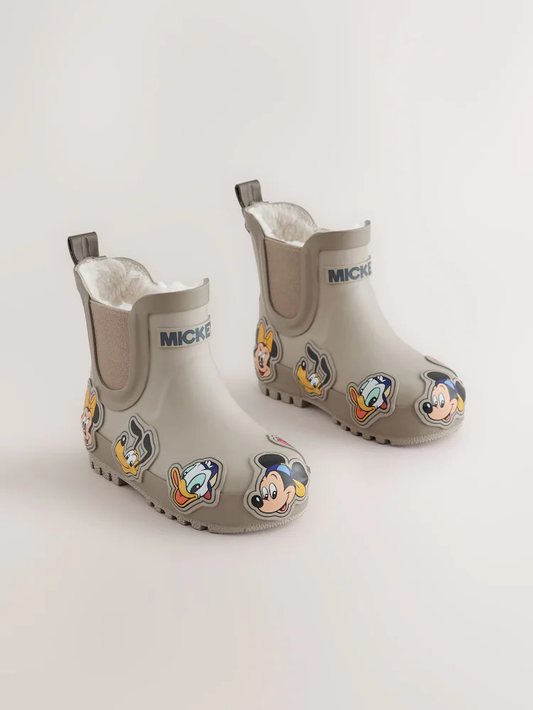 Neutral Mickey and Friends Warm Lined Ankle Wellies | Next US