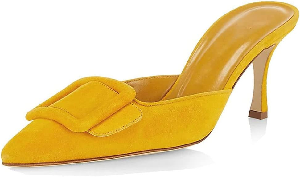 Divanne Heeled Mules for Women, Pointed Toe Slingback Pumps Buckle Kitten Heels Mules Slides Back... | Amazon (US)