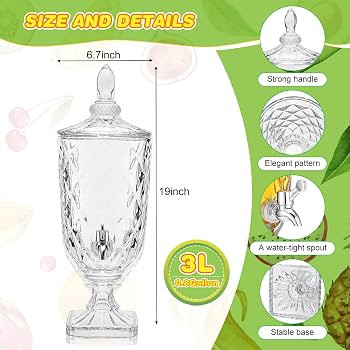 0.8 Gallon Drink Dispensers for Parties Glass Beverage Dispenser with Stand and Spigot Vintage Ic... | Amazon (CA)