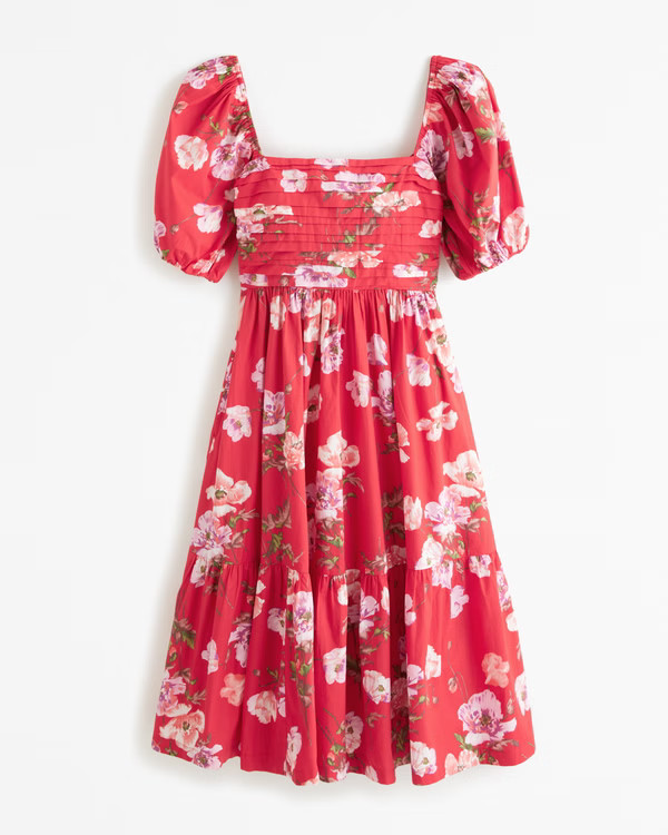 Women's Emerson Poplin Puff Sleeve Midi Dress | Women's Dresses & Jumpsuits | Abercrombie.com | Abercrombie & Fitch (US)