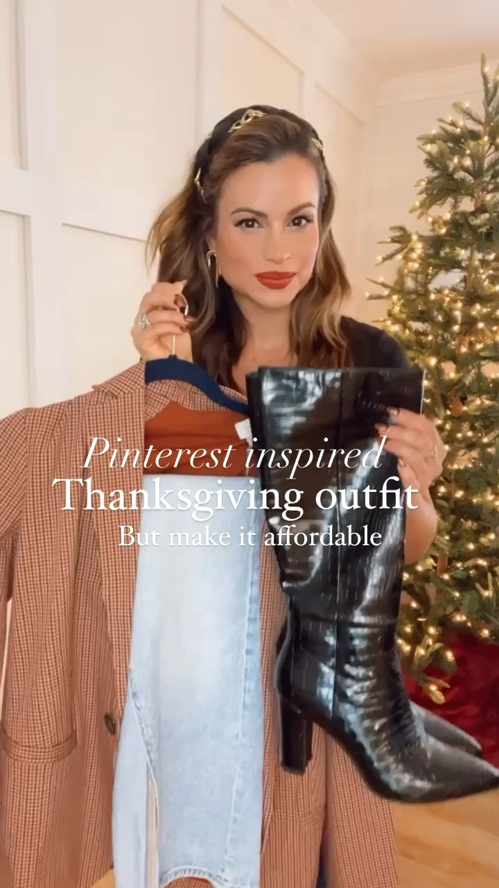Thanksgiving outfit
Fall outfit 
Denim skirt outfit 
Blazer 
Plaid blazer 
Blazer outfit
Faux leather boots
Black boots 


#LTKSeasonal #LTKfindsunder50 #LTKstyletip