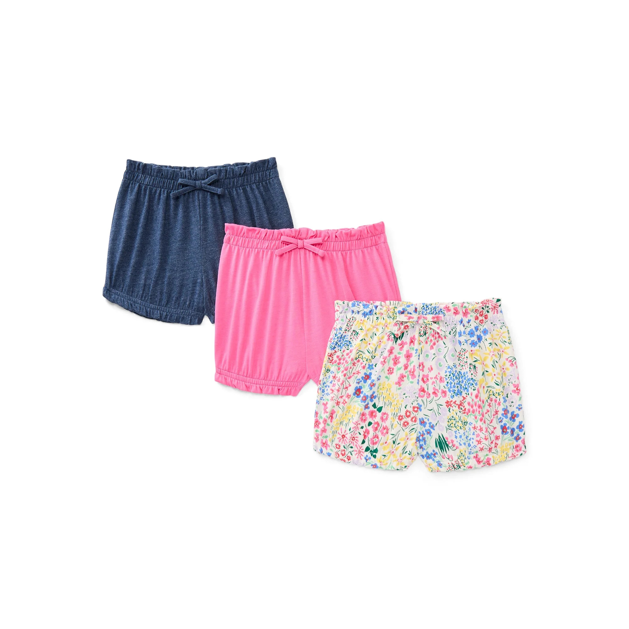 Wonder Nation Baby Girls Bubble Shorts, 3-Pack, Sizes 0-24 Months | Walmart (US)