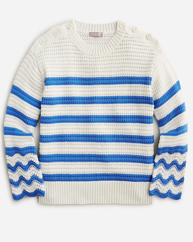 Textured crewneck pullover sweater in stripe | J. Crew US