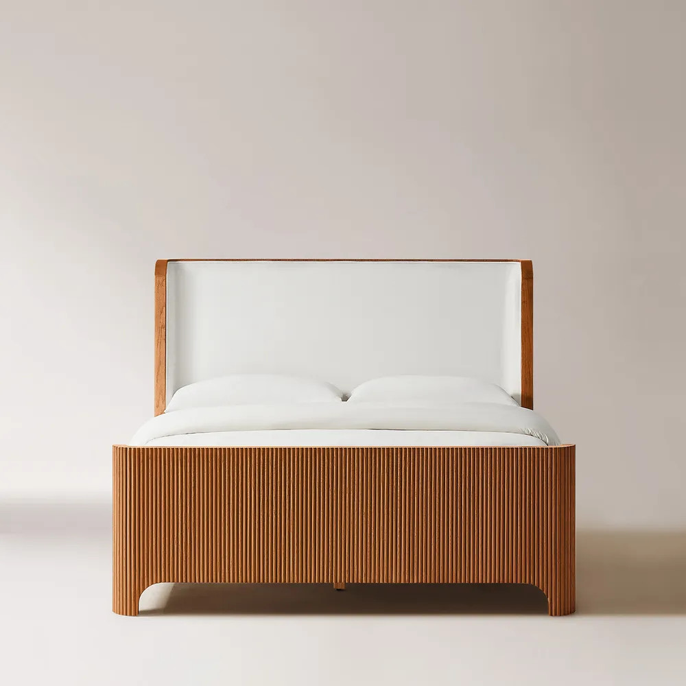 NEW ARRIVALAlexa Queen Size Fluted Solid Oak Bed | Hernest