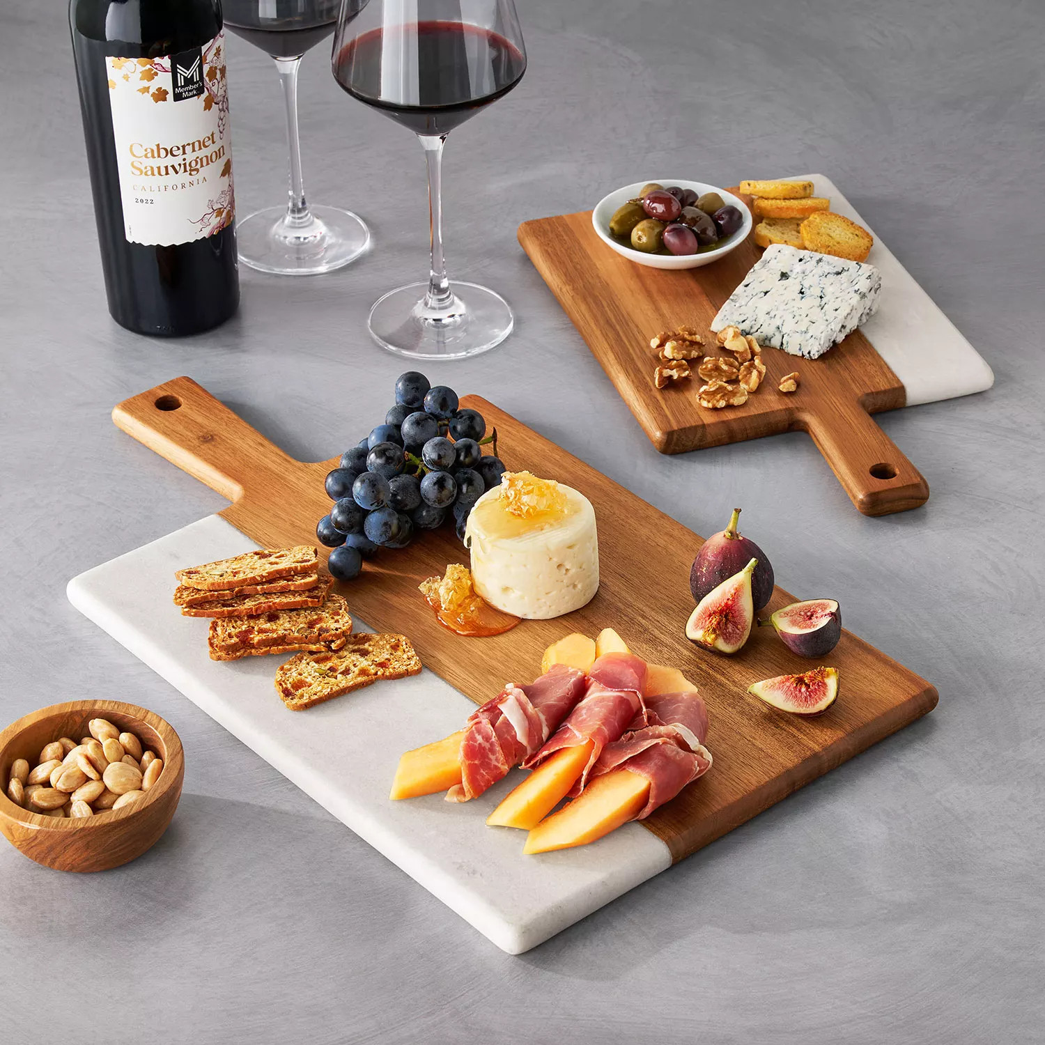 Member's Mark Marble & Acacia Wood Charcuterie Boards, Set of 2 | Sam's Club