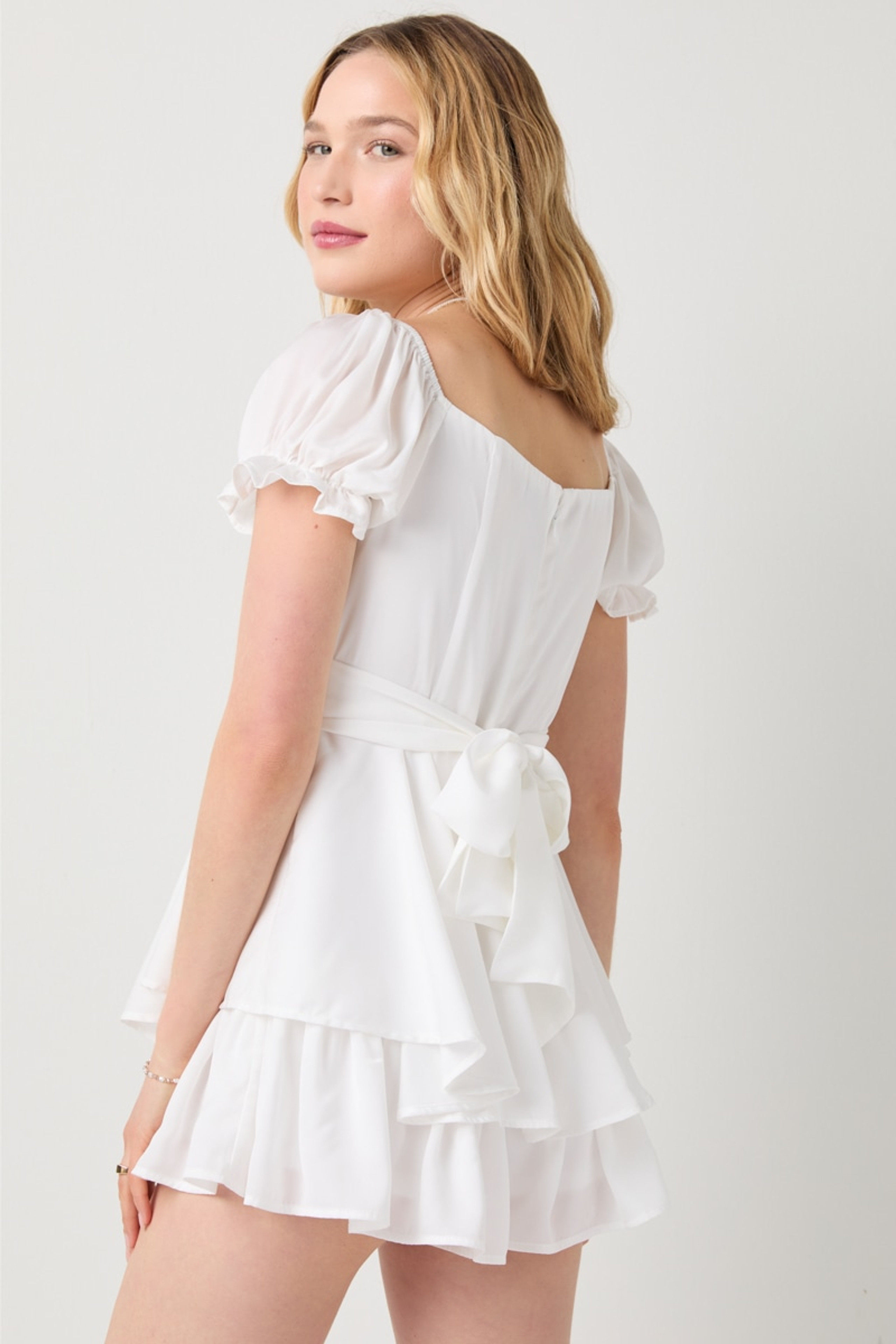 Gena Satin Tie Back Romper | Francesca's