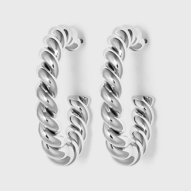 Medium Textured Hoop Earrings - A New Day™ Silver | Target