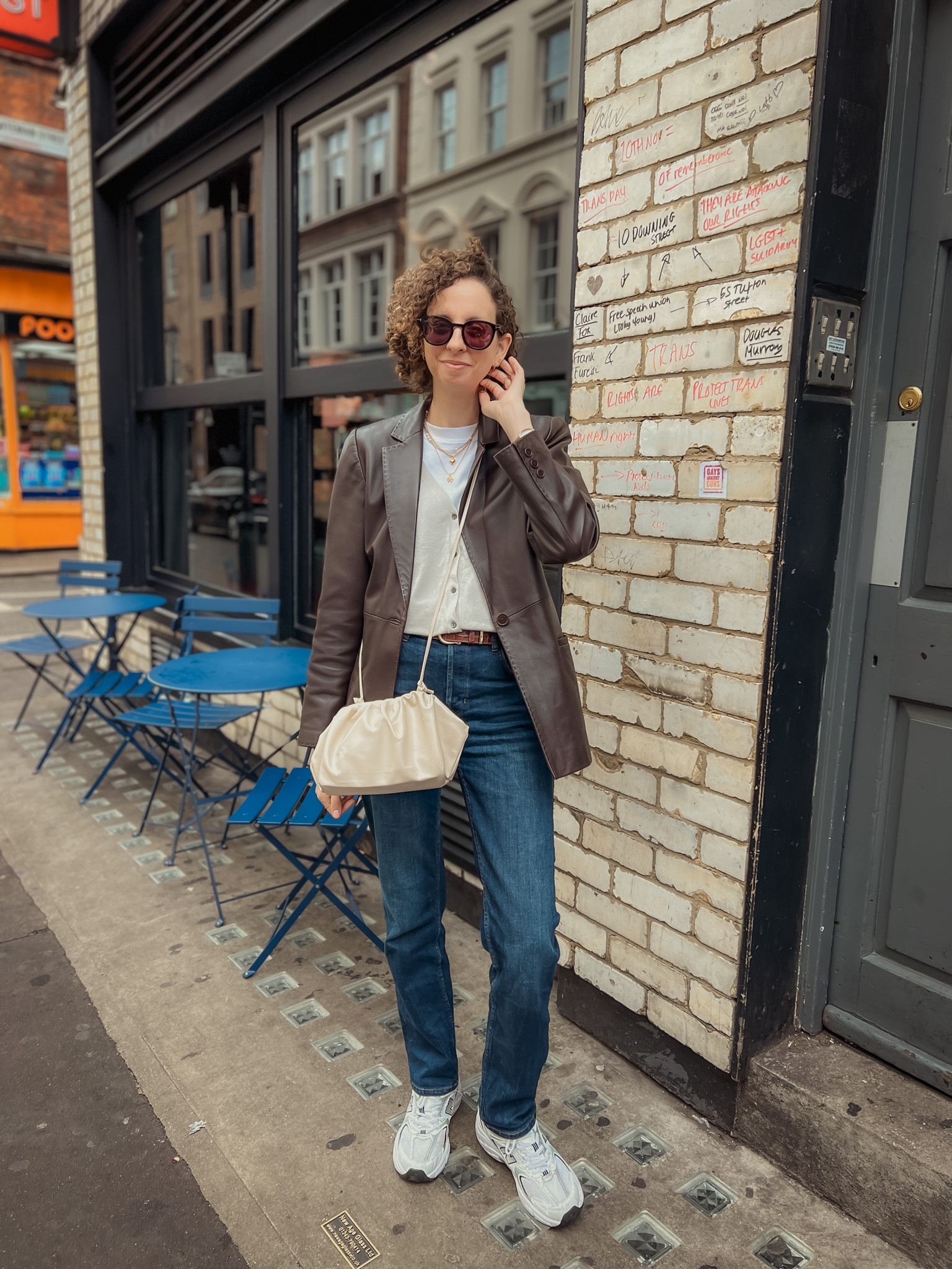 Transitional outfit idea - White t-shirt, knitted vest, blue jeans and a brown leather blazer 🤎💙

#LTKstyletip #LTKeurope #LTKSeasonal