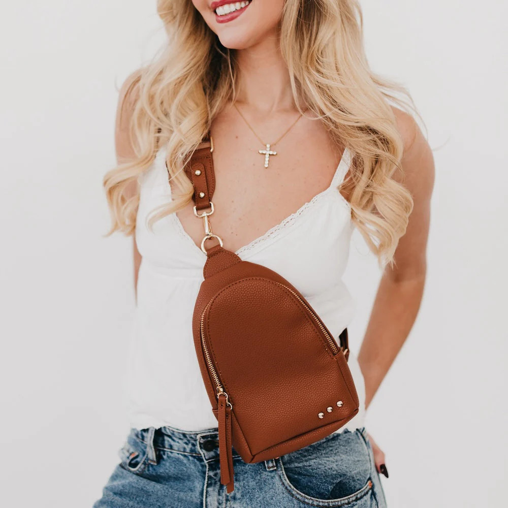 Adventure Awaits Sling Bag Brown | Pretty Simple