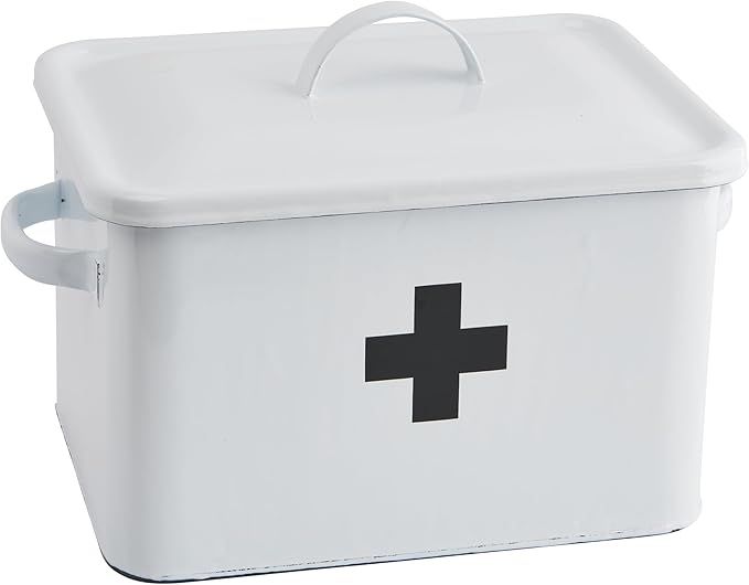 Enameled First Aid Box with Lid & Black Cross on Front | Amazon (US)