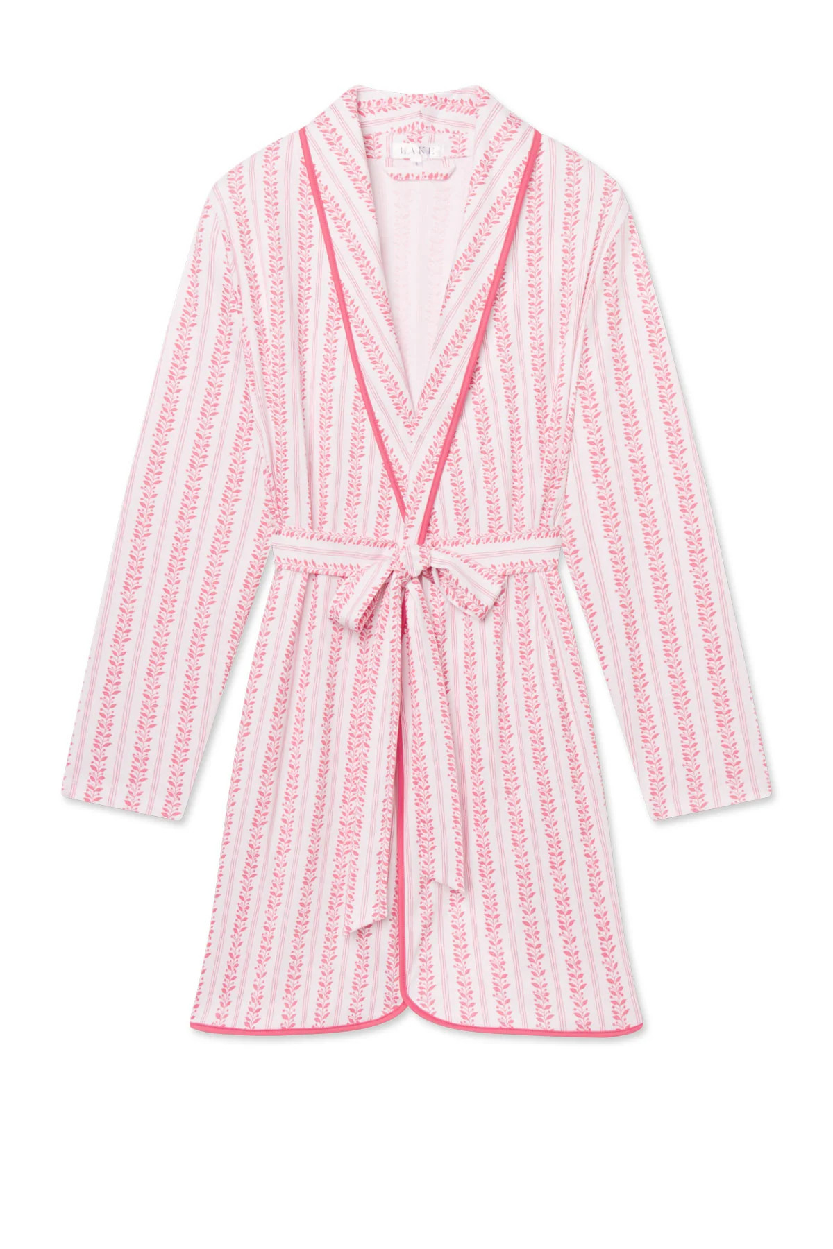 Pima Short Robe in Winterberry Jasmine Vine | Lake Pajamas