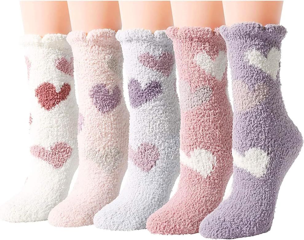 Zmart Fuzzy Anti-Slip Socks for Women Girls Non Slip Slipper Socks with Grippers | Amazon (US)