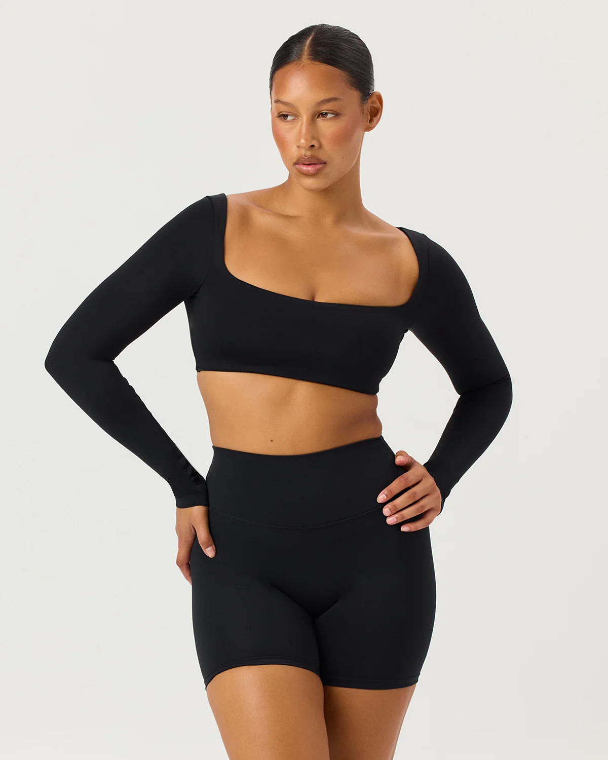 Freedom Scoop Long Sleeve Crop | Black | Crop Shop Boutique US